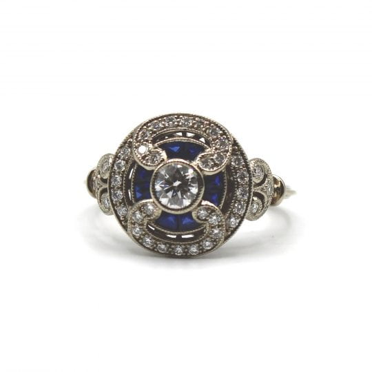 Edwardian Style Sapphire & Diamond Engagement Ring