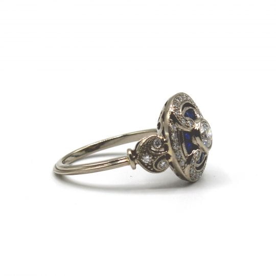 Edwardian Style Sapphire & Diamond Engagement Ring