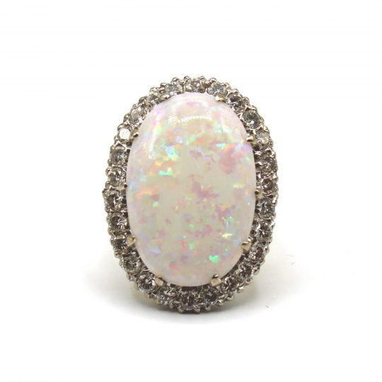 Vintage Australian Opal & Diamond Ring