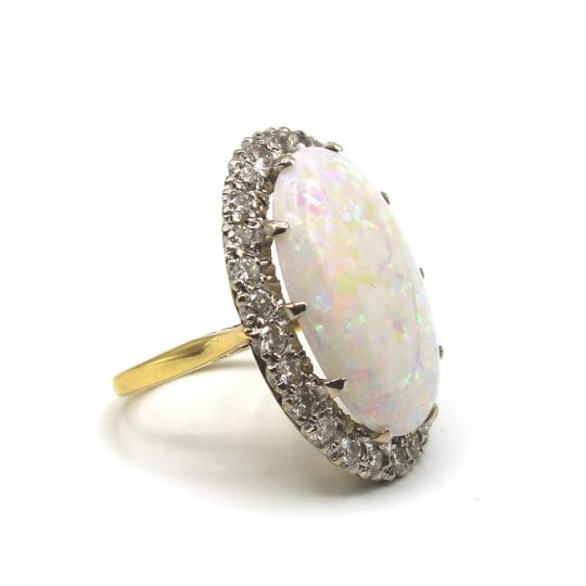 Vintage Australian Opal & Diamond Ring