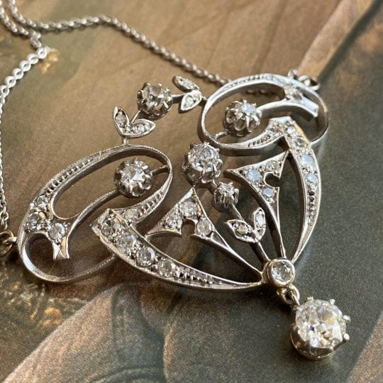 Edwardian Old Cut Diamond Negligee Necklace
