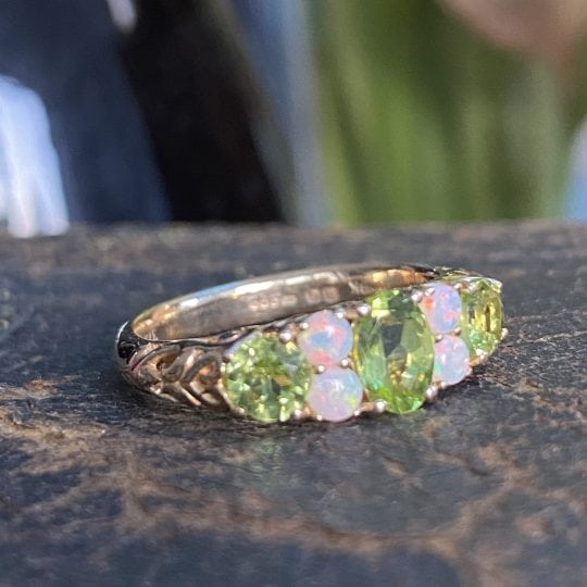 Ornately Carved Opal & Peridot Ring