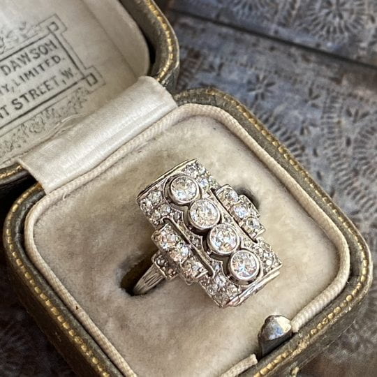 Art Deco 18ct Diamond Plaque Ring