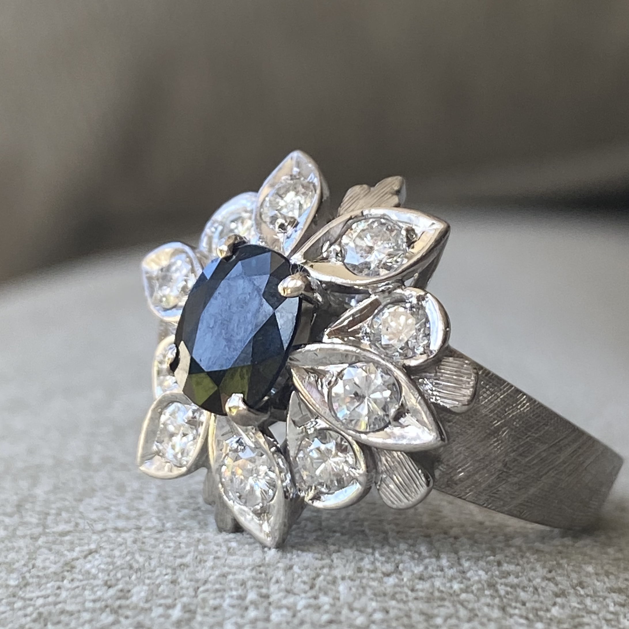 1970 s Sapphire Diamond Cocktail Ring