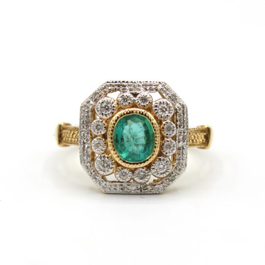 Art Deco Inspired Emerald & Diamond Ring