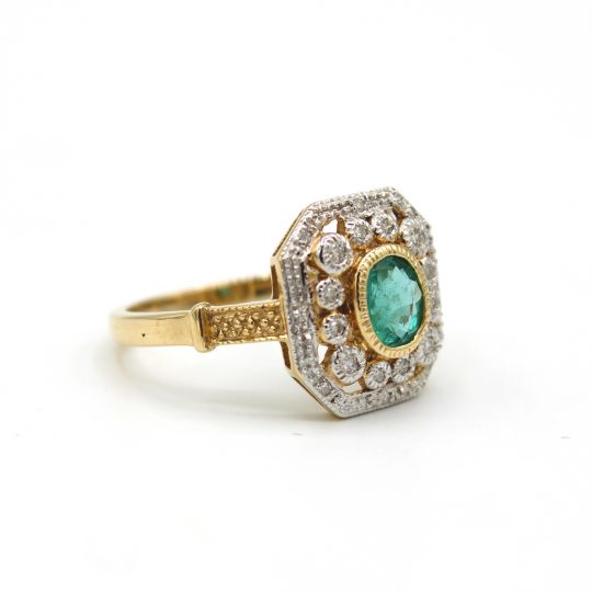 Art Deco Inspired Emerald & Diamond Ring