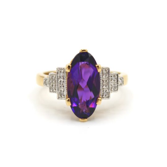 Amethyst & Diamond Art Deco Style Ring