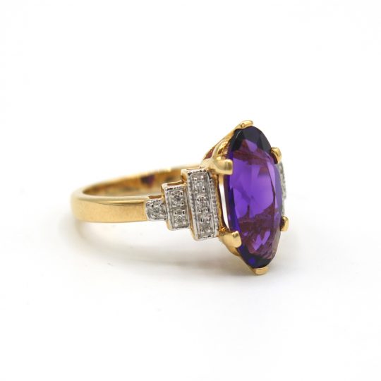 Amethyst & Diamond Art Deco Style Ring