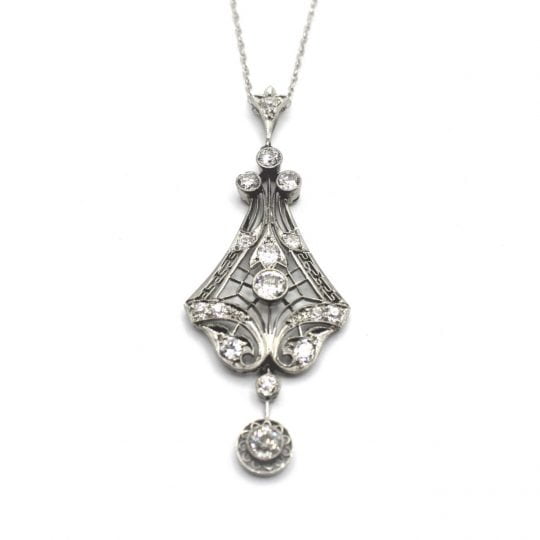 Platinum Art Nouveau Diamond Necklace