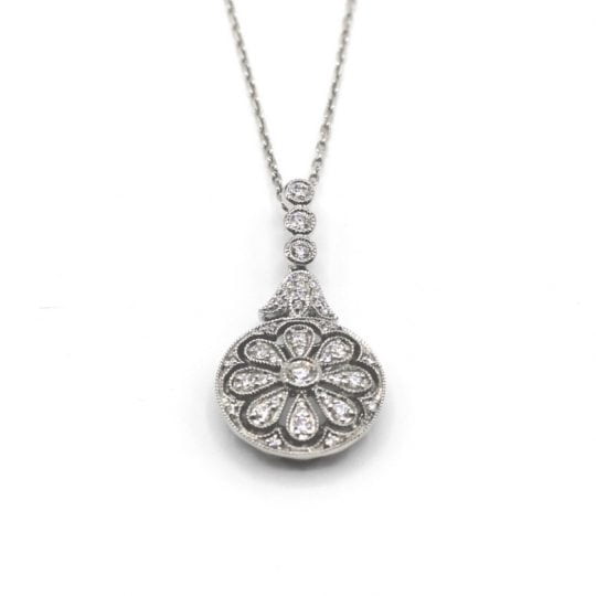 Art Deco Style Diamond Set Daisy Pendant