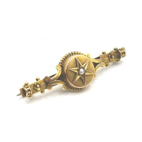 1901 Victorian Seed Pearl Bar Brooch