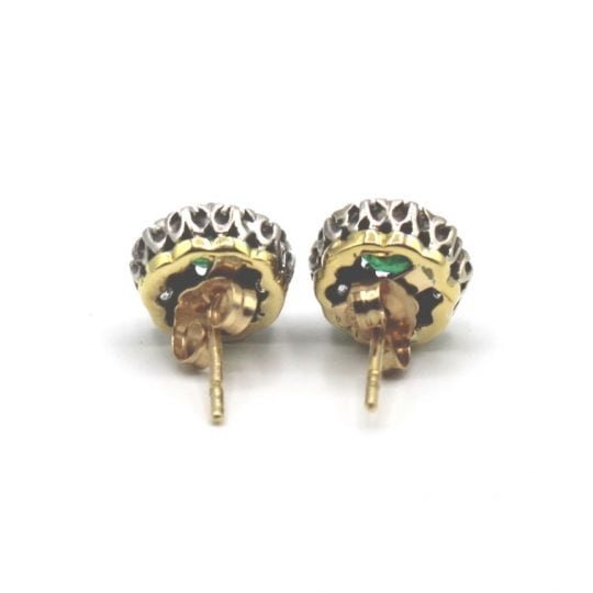 Vintage Emerald & Diamond Cluster Stud Earrings