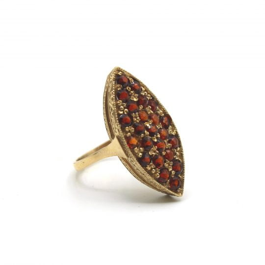 Marquise Shaped Bead Set Garnet Ring