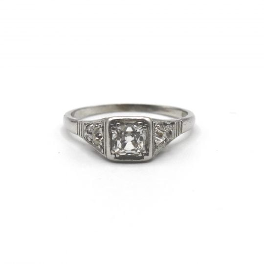 Art Deco High Set Single Stone Engagement Ring