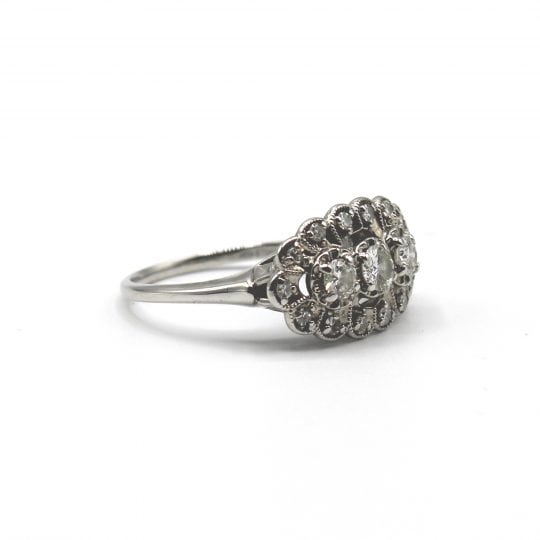 Vintage 3 Stone Diamond Engagement Ring