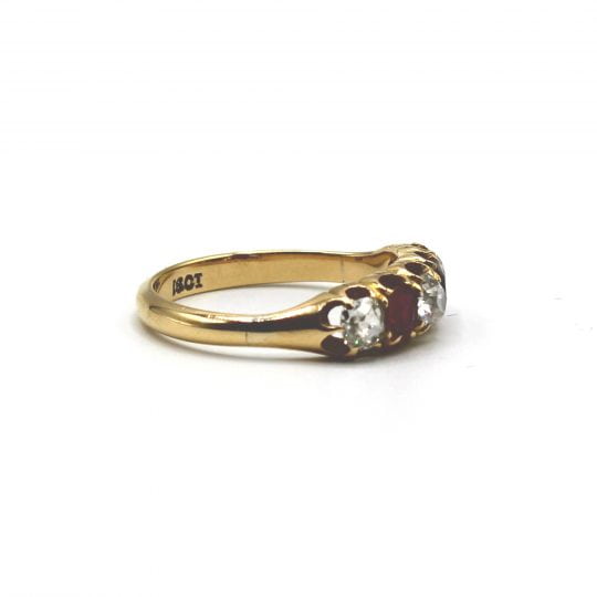 Victorian 5 Stone Ruby & Diamond Ring