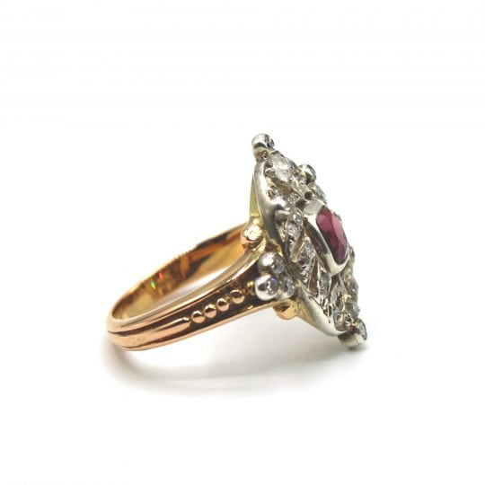 Circa 1930’s Rose Gold Ruby & Diamond Ring