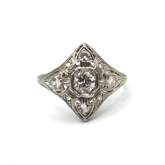 Kite Shaped Art Deco Plaque Ring