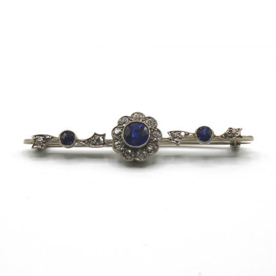 Art Nouveau Sapphire & Diamond Brooch