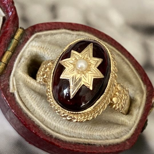 Victorian Style Cabochon Garnet Ring