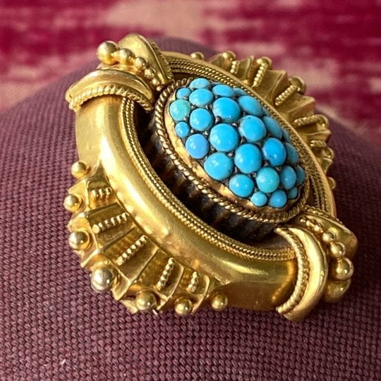 Victorian Pave Set Turquoise Brooch
