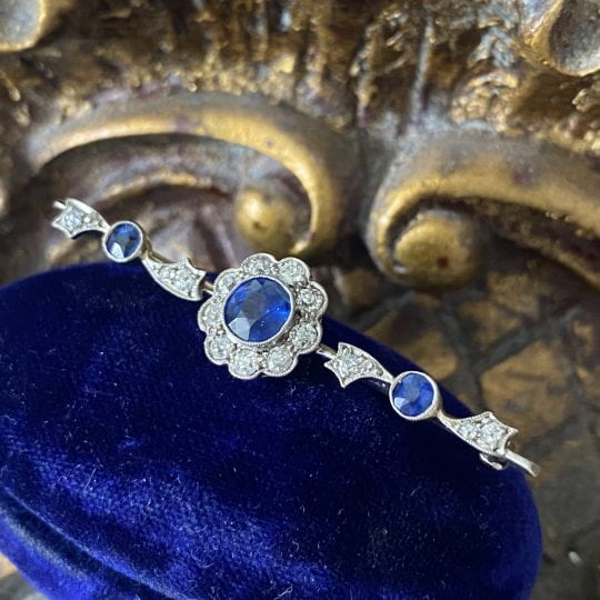 Art Nouveau Sapphire & Diamond Brooch