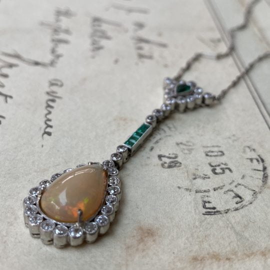 Art Deco Opal & Diamond Negligee Necklace