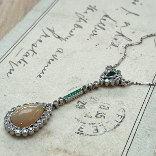 Art Deco Opal & Diamond Negligee Necklace