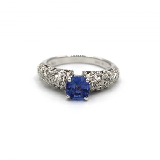 Edwardian Style Ceylon Sapphire & Diamond Ring