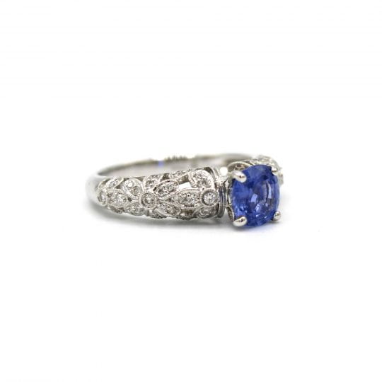 Edwardian Style Ceylon Sapphire & Diamond Ring