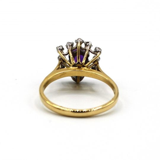 High Set Amethyst & Diamond Floral Ring