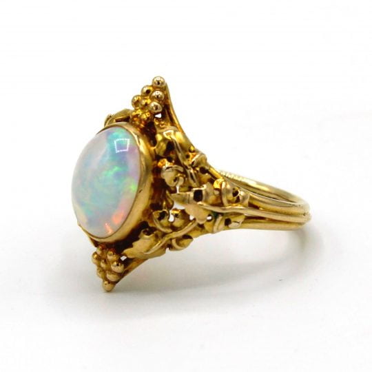 Ornate Art Nouveau Cabochon Opal Ring