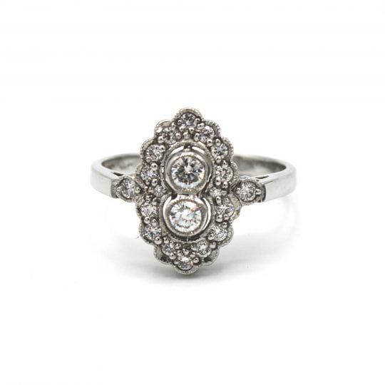 Deco Style Diamond Navette Ring