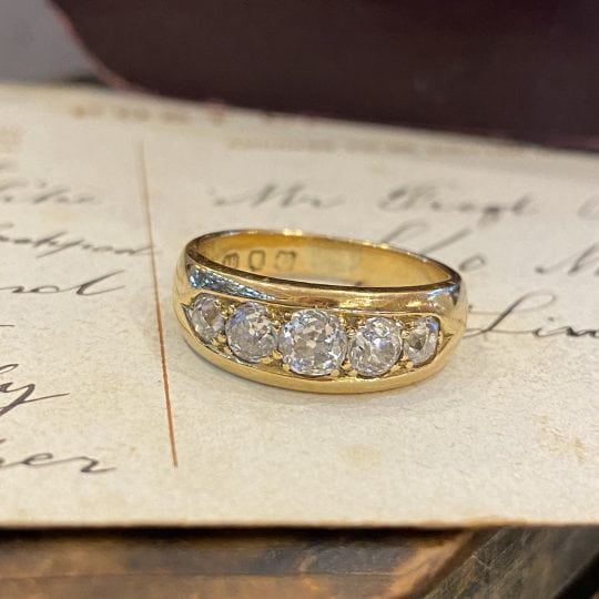 1915 Old Cut Diamond 5 Stone Band Ring