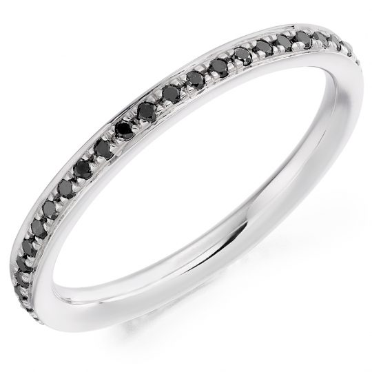 Round Brilliant Cut Black Diamond Grain Set Eternity Ring