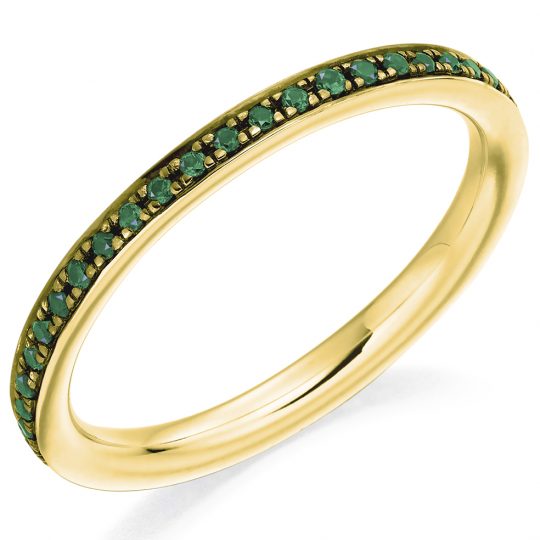 Round Brilliant Cut Emerald Grain Set Full Eternity Ring