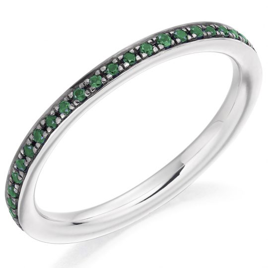 Round Brilliant Cut Emerald Grain Set Full Eternity Ring