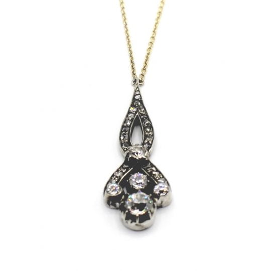 Victorian Mixed Metal Diamond Drop Necklace