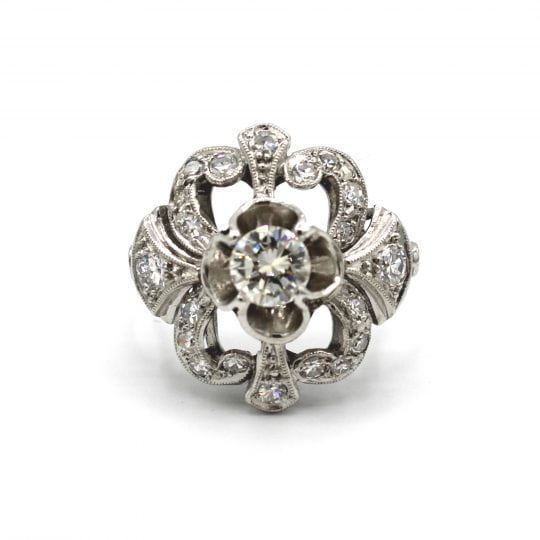 1950's Flower Diamond Cluster Cocktail Ring