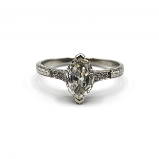 Certificated Marquise Cut Solitaire Diamond Engagement Ring