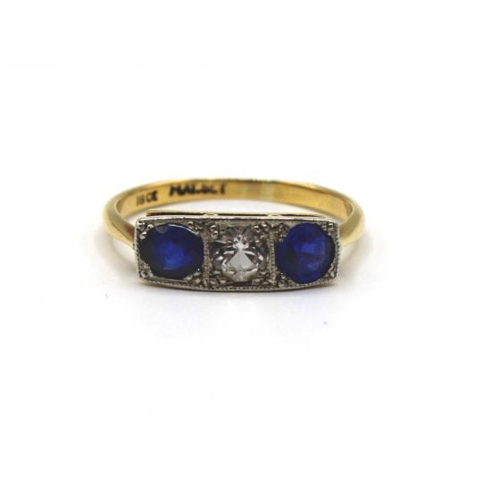 Circa 1930's Blue & White Sapphire Ring