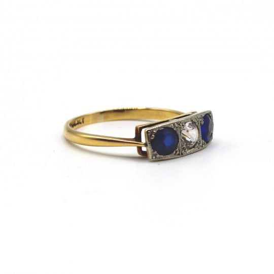 Circa 1930's Blue & White Sapphire Ring