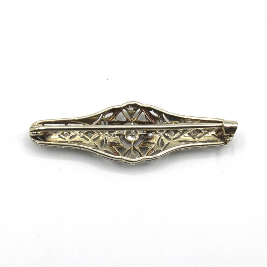 Art Deco Mixed Metal Diamond Bar Brooch