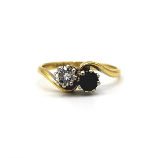 Round Cut Sapphire & Diamond Twist Engagement Ring