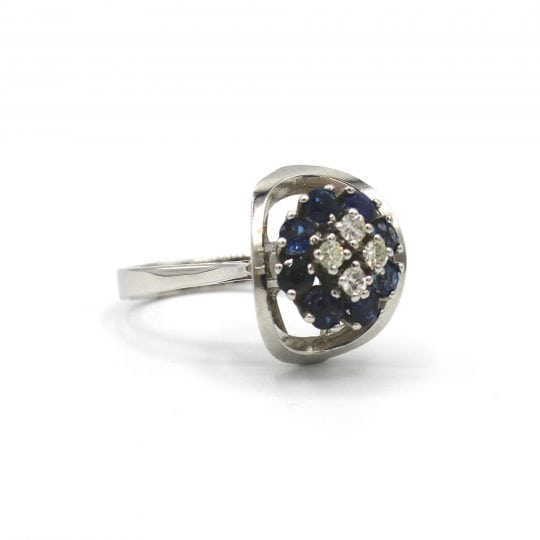 High Set Clover Style Sapphire & Diamond Ring