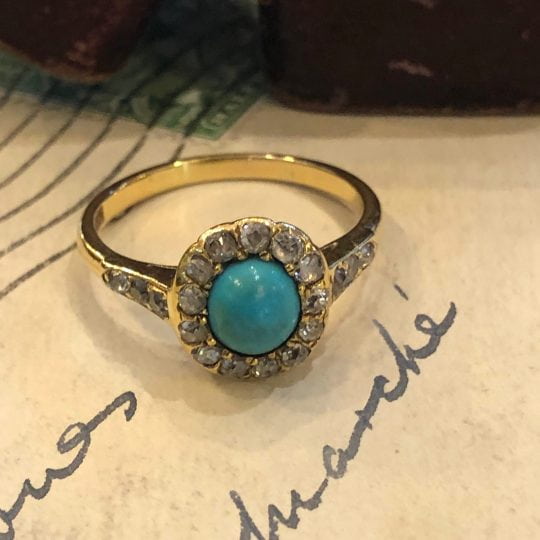 Vintage Turquoise and Diamond Ring