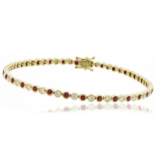 Alternating Round Cut Ruby & Diamond Bracelet