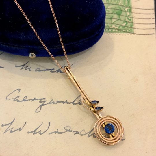 Circa 1920's Sapphire Bar Drop Pendant