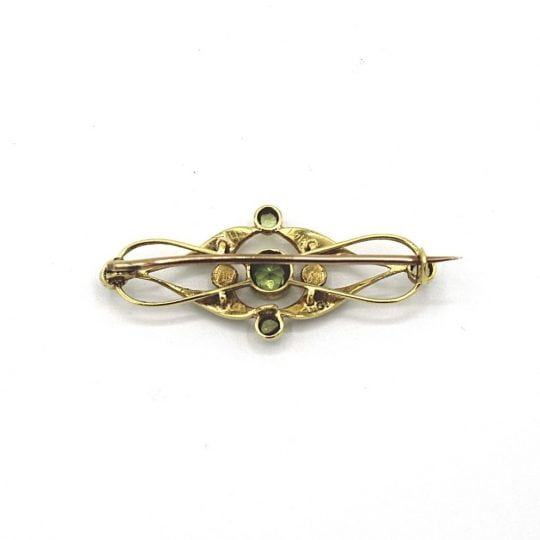 15ct Edwardian Seed Pearl & Peridot Brooch