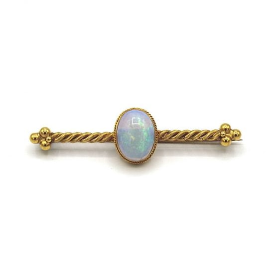 Pre 1930s Rope Detailed Opal Brooch